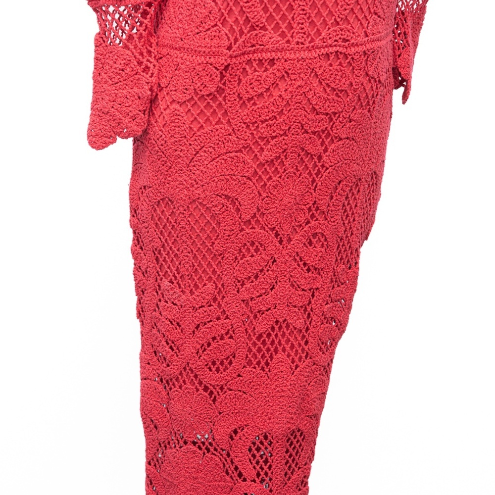 Farm Rio. Long Sleeve Lace Knit Midi Dress. - Picture 9 of 12